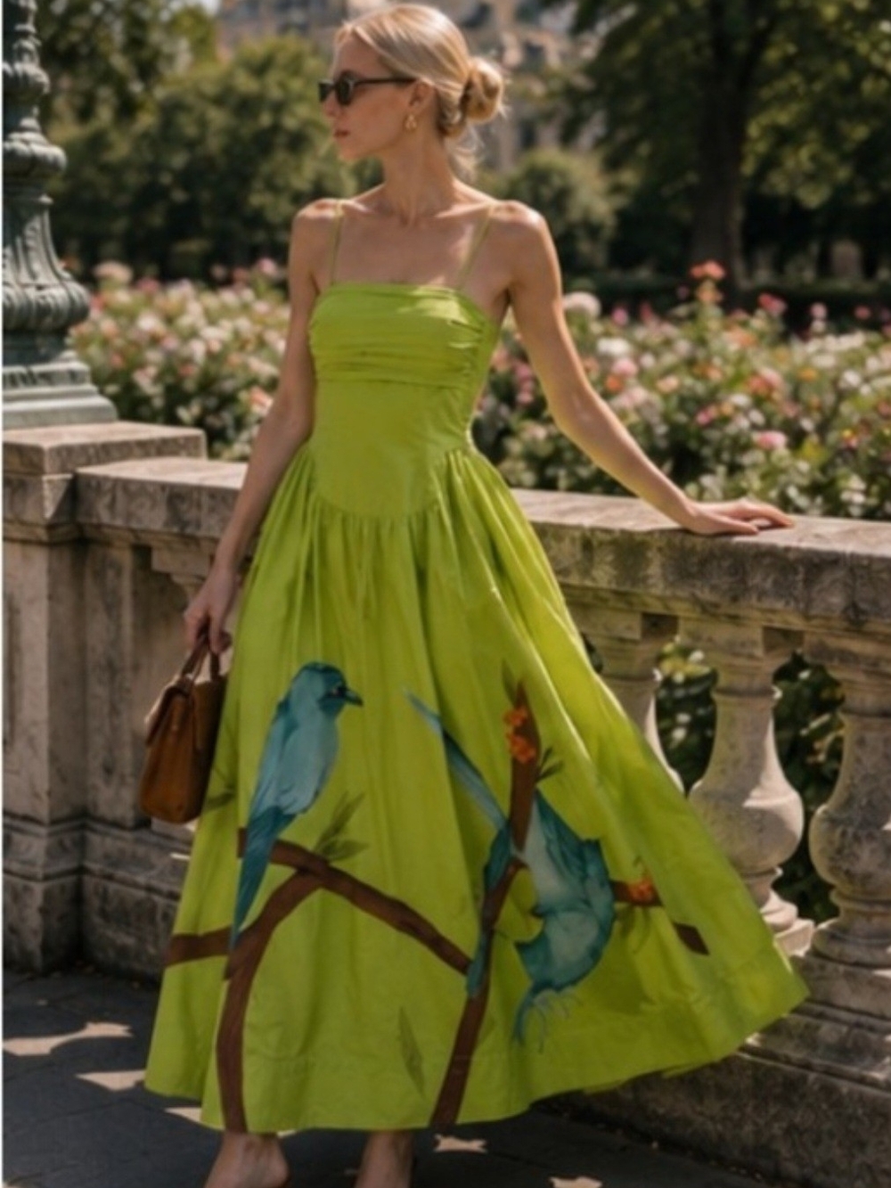 FARM Rio Lime Green Bird-Print Strappy Maxi Dress - Picture 4 of 10